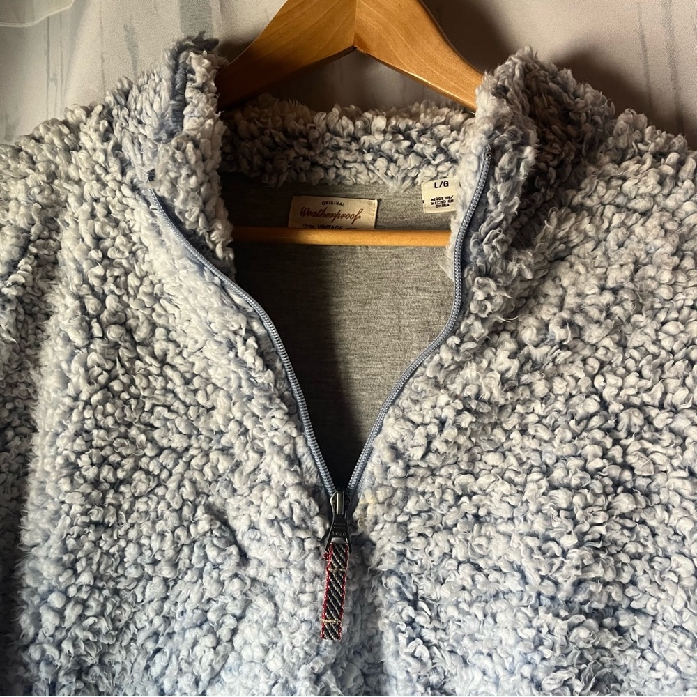 Weatherproof Vintage Women’s Blue Cozy Sherpa Quarter Zip Pullover - Picture 4 of 16